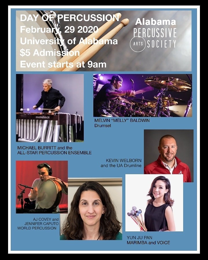 flyer for Day of Percussion, February 29, 2020