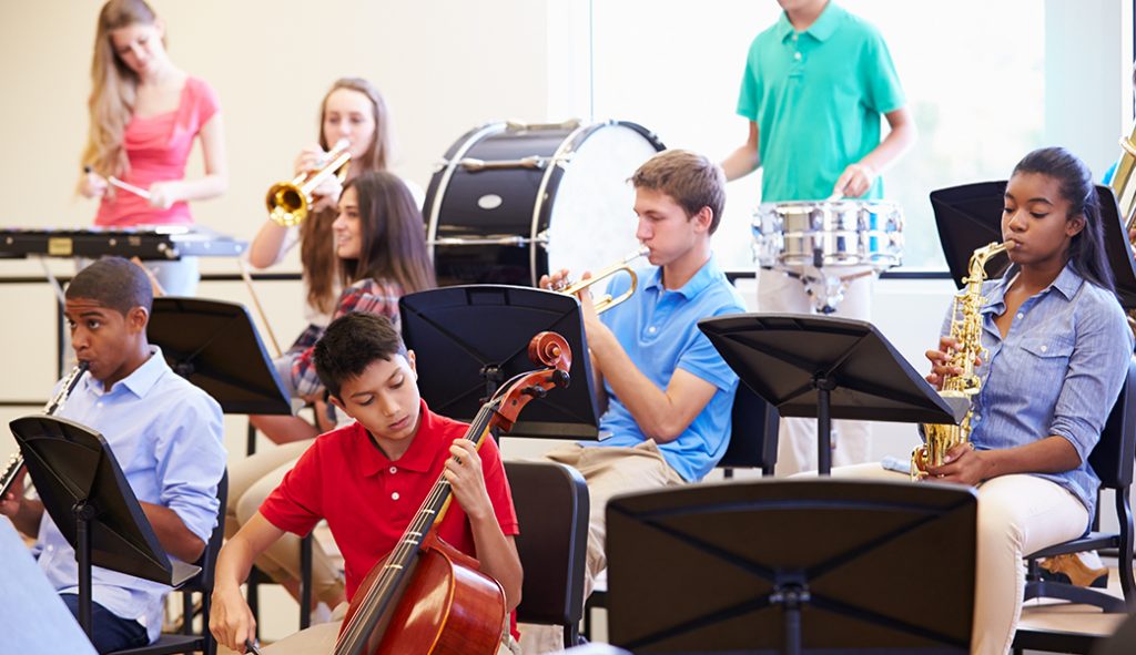 young music students in class