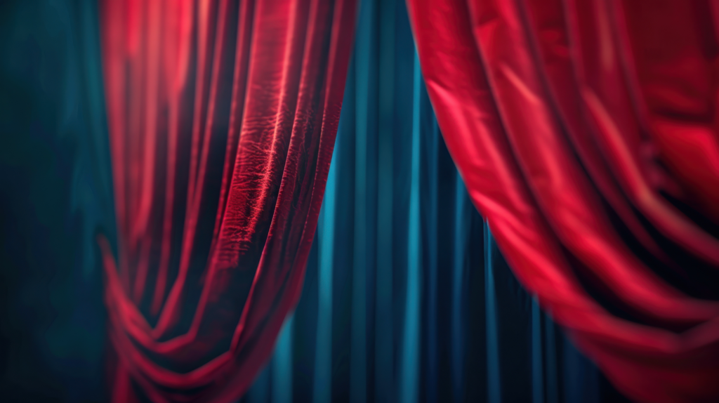 red and blue stage curtains