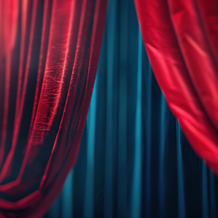 red and blue stage curtains